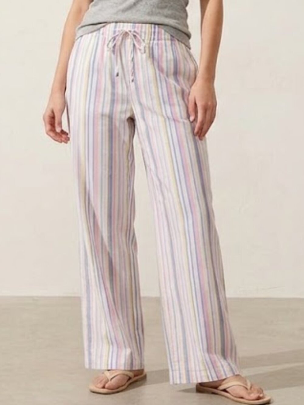Gap Wide Leg Cotton Pants Large Stripe Comfort Lounge Beach Coverup PJ